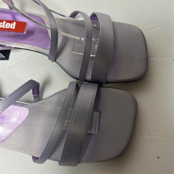 Vintage Y2K 2000s 90s square toe block he light purple high heels shoes 8 - Picture 4 of 8